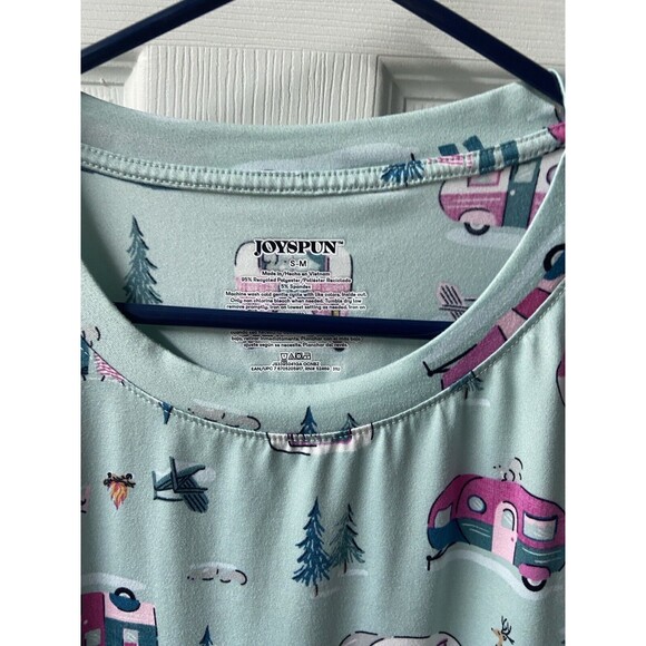 Joyspun Womens Small/Medium Green Pink Glamping Sleep Shirt - Picture 2 of 6